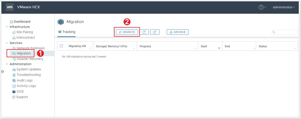 Initiate VMs migration