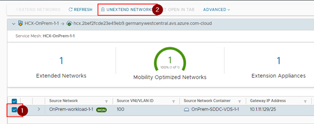 Start the network extension removal process