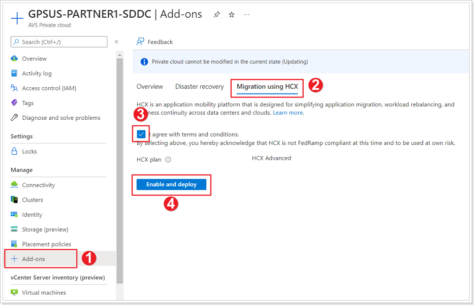 Enable HCX on your AVS Private Cloud