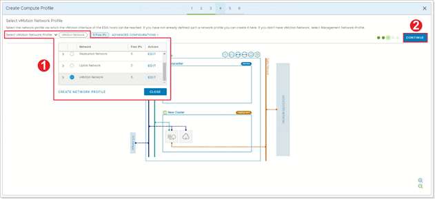 Select vMotion Network Profile