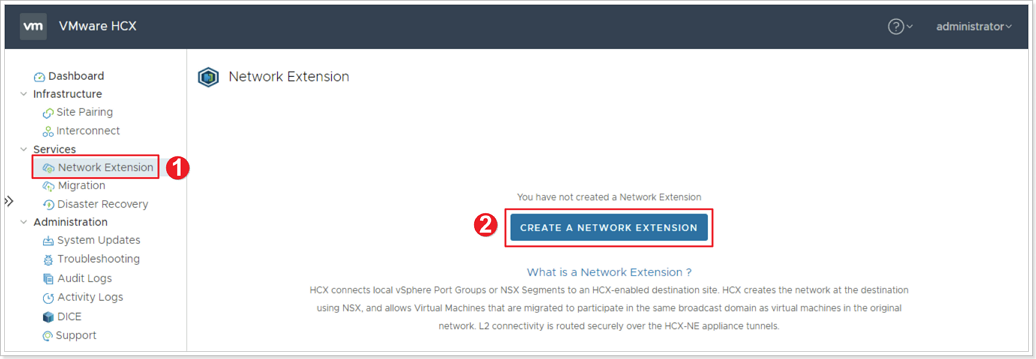Start Network Extension creation wizard