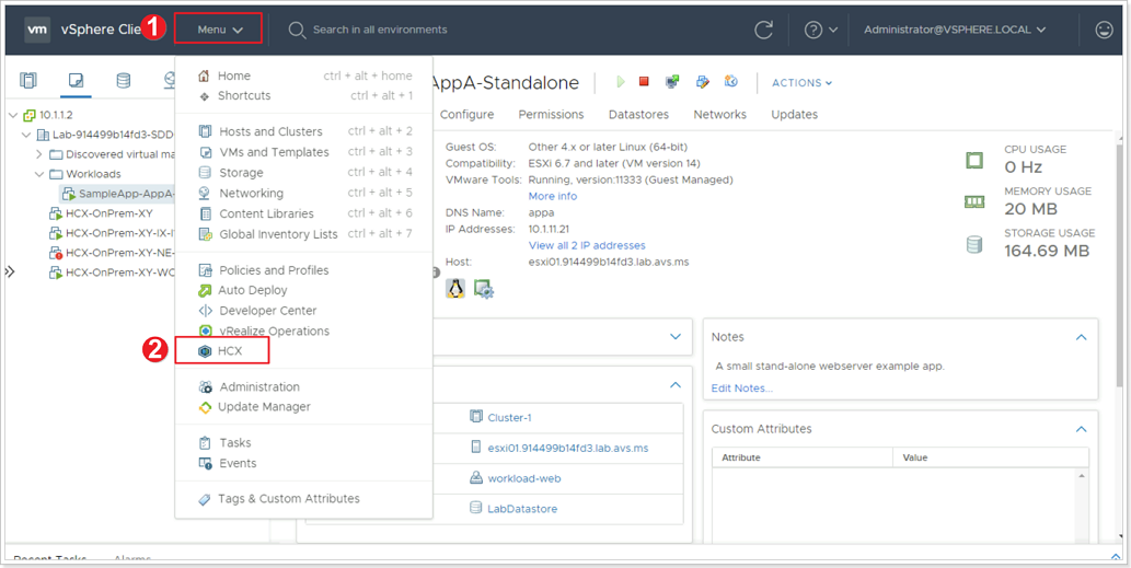 Access HCX Interface