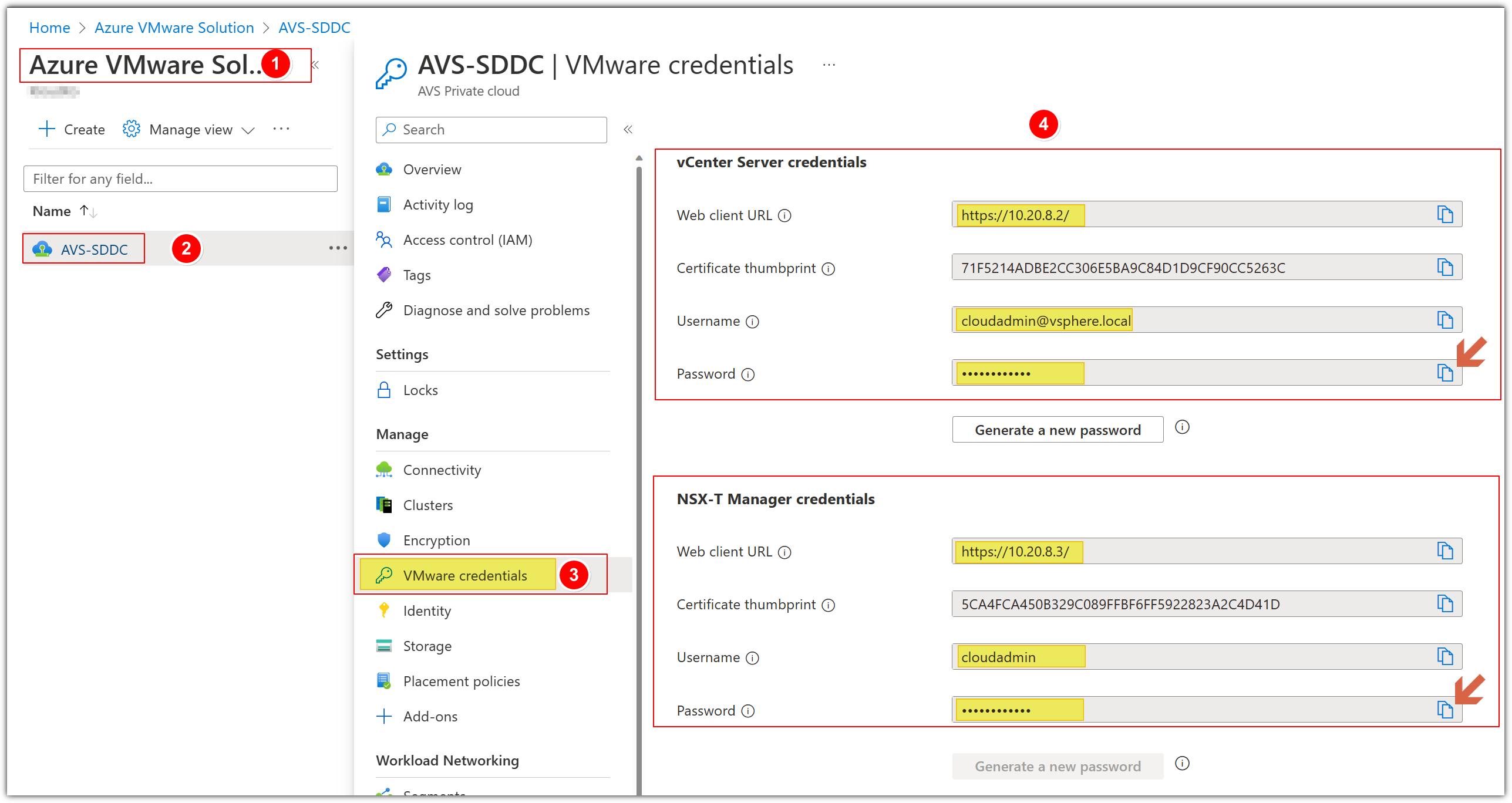 Locate AVS SDDC Identity Information