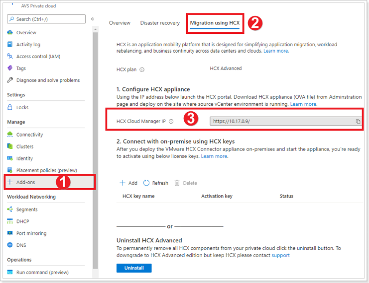 Locate HCX Cloud Manager IP