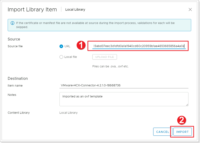 Enter the HCX URL copied in a step 1