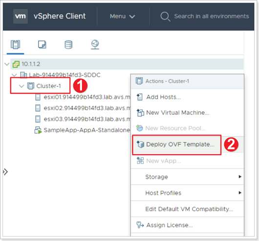Deploy OVF Template from download