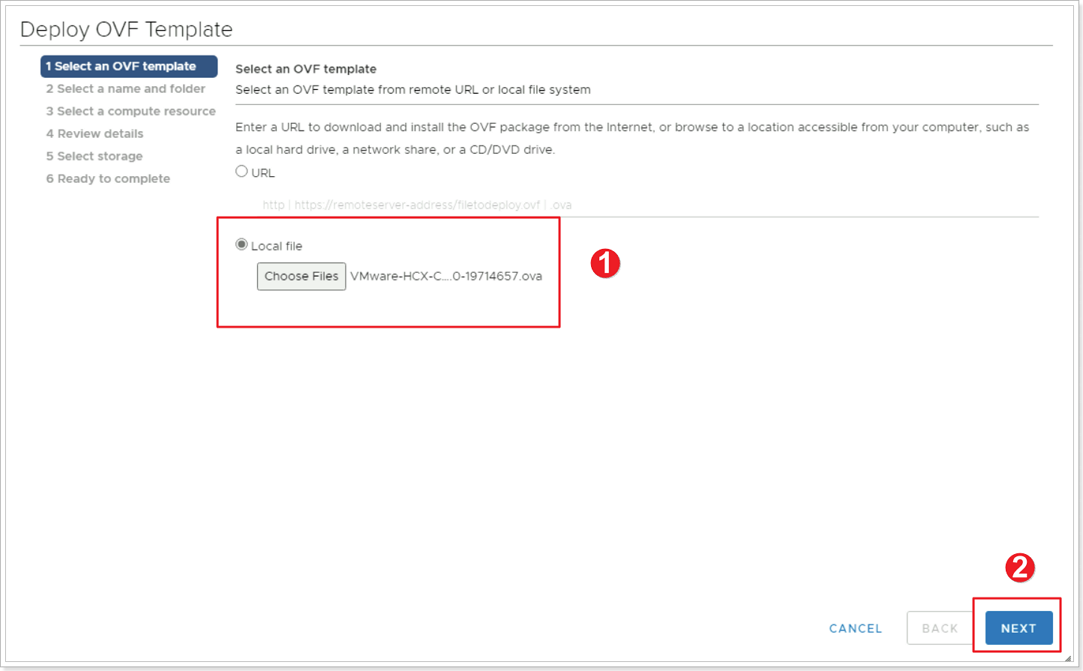 Select the OVA Template
