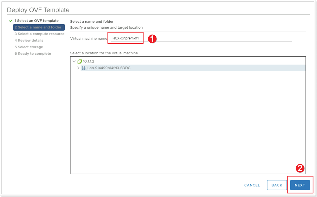 Name the HCX Connector VM