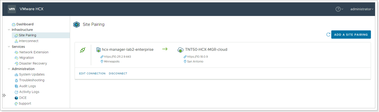 Established site pairing