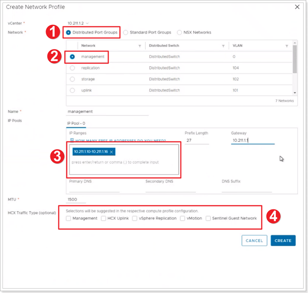 Enter information for each Network Profile